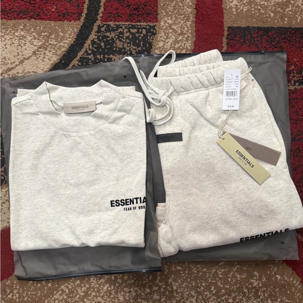 Essentials Light Oatmeal shirt  and short Set